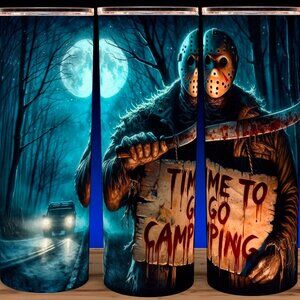 Jason Friday the 13th Time to Go Camping Horror Cup Mug Tumbler 20oz